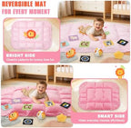 5-in-1 Tummy Time Mat Baby Activity Gym with Cartoon Pattern, Extra Thick Plush Play Floor Mat, Featuring Hanging Toys, Sensory Development Gym & Lovely Gift for Newborn Baby, Lion - Image 4