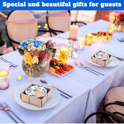 SiliFine 96 Pcs Wedding Favors for Guests Small Ceramic Bowls, Flower, Blue - Image 5