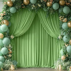 40x10ft Sage Green Backdrop Curtain Panels for Parties - Wrinkle Free Polyester Photo Curtain Backdrop Wedding Back Drop Fabric Drapes for Party Decorations Background for Photography - Image 3