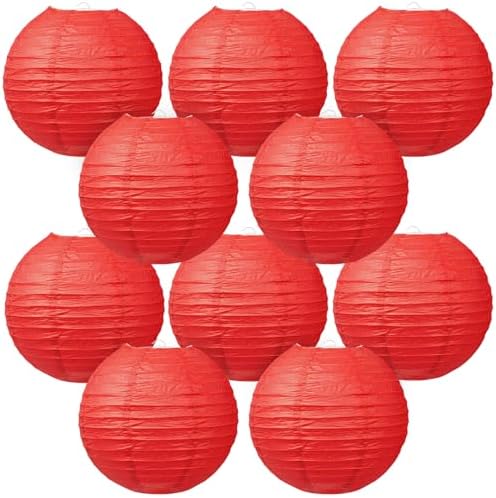10Pcs 16 Inch Large Red Paper Lanterns, Jumbo Hanging Party Decorations - Image 3