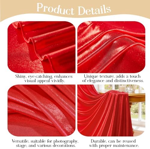 10x10ft Red Backdrop Curtains Wedding Party Glitter Sequin Curtain Backdrop Fabric Shimmer Drapes Backdrop Bridal Baby Shower Birthday Christmas Photoshoot Background Photography 5x10FT，2 Panels - Image 5