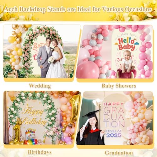 Jupwalz Arch Backdrop Stand and Cover Set, Metal Arch Stand with Rich Balloon Tool for Wedding Birthday Baby Shower Graduation Event Balloon Flowers Decor, Easy to Assemble (7.2FT, Beige) - Image 7