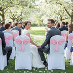 10 Pcs Spandex Chair Sashes Elastic Bows for Wedding Party, Pink - Image 5