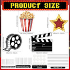 4 Pcs Movie Night Party Decoration Starry Cardboard Cutouts Film Popcorn Clapperboard Cardboard Cutout Lifesize Stand-ups Wedding Birthday Photo Props Backdrop Decor - Image 3