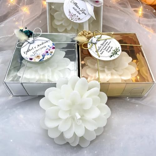 Giftsupstore Wedding Favor Guest Bulk – Lotus Shaped Candle Party Favors – Custom Baby Shower Gifts, Ocean Pary giveaways, Return Gifts (4,10,20,30,50,100.. Options Available in Customize Options) - Image 2