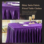 Dark Purple Satin Table Clothes for 6 Foot Rectangle Tables - 6FT Wrinkle Resistant Glitter Rectangle Tablecloths, Party Table Covers for Wedding Banquet, Baby Shower, Birthday, Holiday Dinner - Image 2