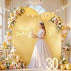 7.2FT 6FT Arch Backdrop Cover for Party, Set of 2 Stretchy Spandex Fitted Arch Stand Cover for Baby Shower, Birthday Wedding Decor, Chiara Backdrop Cover with Double-Sided Design(Gold, Yellow) - Image 2