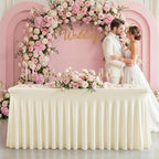 2Pack Beige Spandex Tablecloth for 6FT Rectangle Table,Table Skirt - Image 7