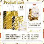 Humyoun 18 Pack Christmas Paper Gift Bags Bulk Assorted Sizes, White, Gold - Image 2