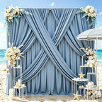 50x14ft Dusty Blue Backdrop Curtains for Wedding Party, 10 Panels 14 ft Long Back Drop Cloth, Wrinkle-Free Polyester Drapes for Birthday, Baby Shower, Stage Photography Background by Gogoparti