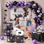 Halloween Baby Shower Decorations 265pcs A Baby Is Brewing Baby Shower Decorations Plates and Napkins Purple Watercolor Flower Coffin Vampire Bat Tableware for Halloween Baby Sprinkle Party Supplies - Image 2