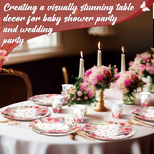 Funnymoom 250 Pcs Floral Wildflower Paper Plates Cups and Napkins Serves 50 - Image 4
