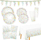 Wildflower Party Decorations Kit Serve 24: Wildflower Set with Paper Plates, Napkins, Cups, Banner & Tablecloth for Flower Birthday & Baby Shower Decorations by Gatherfun