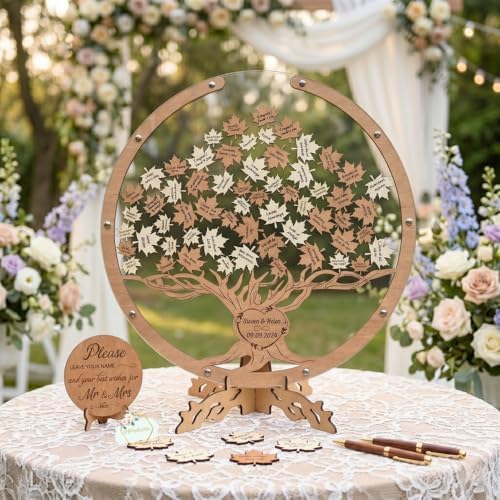 Personalized Fall Maple Tree Drop Box Wedding Guest Book Alternative - Image 4