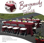 Showgeous 90x132 Inch Burgundy Rectangle Tablecloth 6 Pack Fit 8FT Table - Image 3