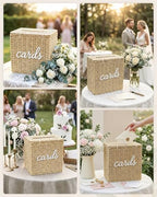 Wicker Wedding Card Box Basket with Slot, 10.2'' Hand-Woven Rattan - Image 6