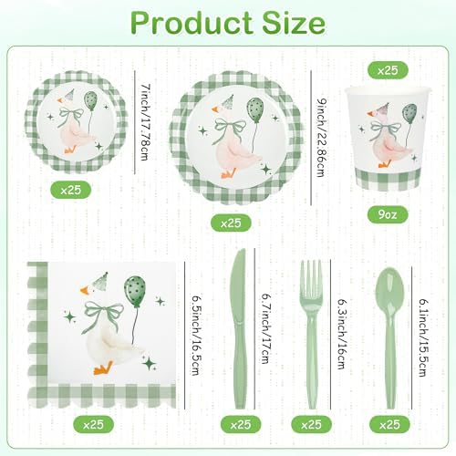 175PCS One Silly Goose Birthday Party Tableware Set,Serve for 24 Guests - Image 2
