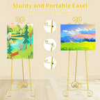 58" H Gold Easel Stand, Adjustable Metal Floor Wedding Sign Display Holder - Image 3