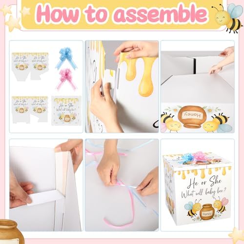 AmazingSpark 28in Giant Gender Reveal Gift Box Kit, What Will Baby Bee - Image 3