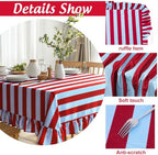 JarThenaAMCS Ruffle Tablecloth Blue Burgundy Striped Table Cloth Rectangle Decorative Table Cover for Home Kitchen Dining Baby Shower Wedding Birthday Party Decor, 60 x 120 Inch - Image 3