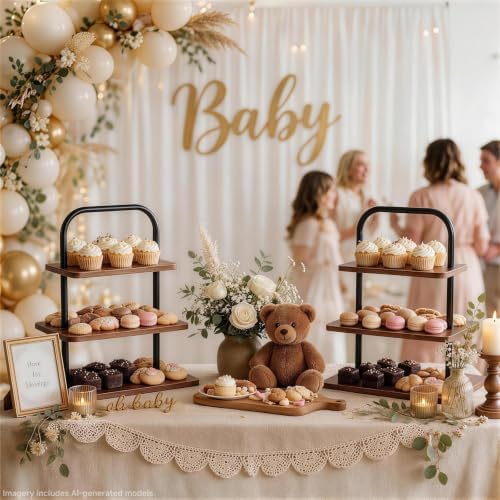 Cupcake Stand, 3 Tier Large Wood Cupcake Stand for 50 Cupcakes - Image 2