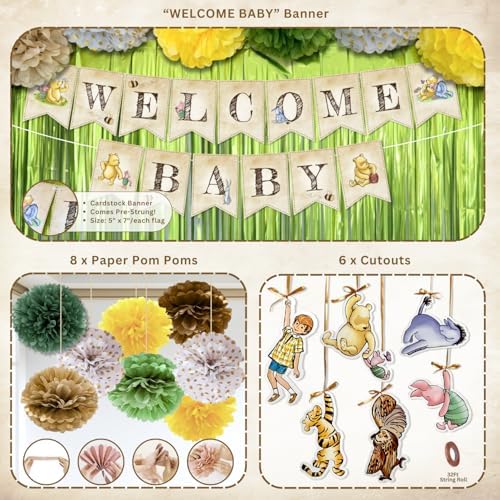 Winnie Baby Shower Decorations – the Pooh Backdrop, Balloons & Banner Kit - Image 6