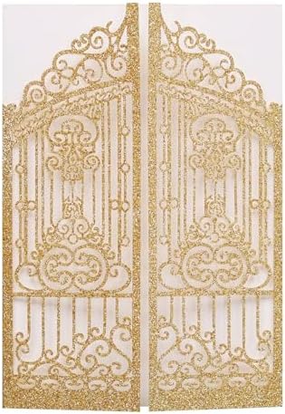 50Pcs Glitter Gold Invitation Cards For Wedding Baby Shower Birthday Party by ZLFZJH