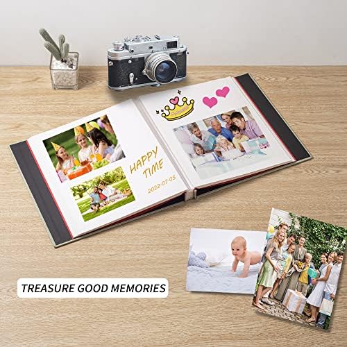 Large Photo Album Self Adhesive 4x6 5x7 6x8 8x10 Pictures Scrapbook Magnetic Album DIY Scrap Book 60 Sticky Pages Linen Cover DIY Photo Album with A Metallic Pen and DIY Accessories(Grass Green) - Image 3