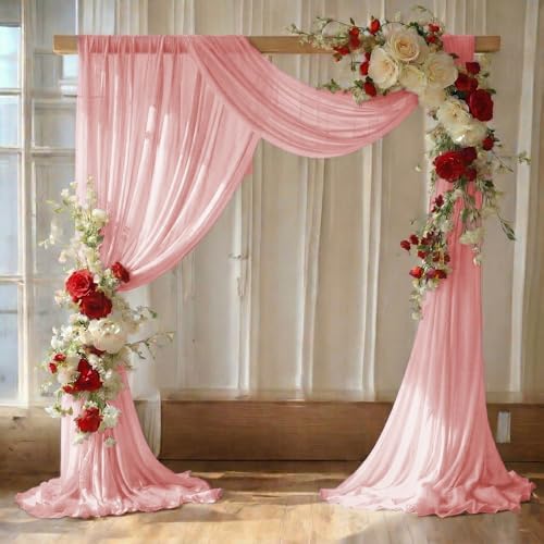 Pack of 2 Wedding Arch Drape Panel Fabric 30" x 40ft - Dusty Rose by MDS