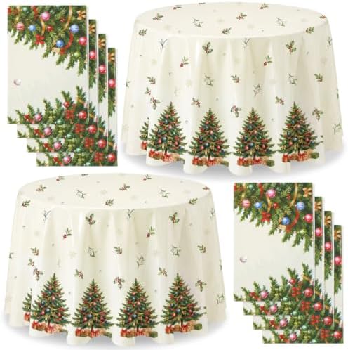 Ganeen 12 Pcs Vintage Colorful Xmas Tablecloth Round Plastic Snowflake by Ganeen