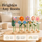 11 PCS Double‑Sided Wildflower Decorations with Wooden Base felt flowers - Image 4