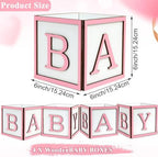 Wooden Baby Boxes for Baby Shower Party, Baby Shower Centerpieces for Table, Suitable for Gender Reveal or Baby Shower, (Pink,4Pack) - Image 2