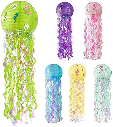 Candlestick Holders Candle Lantern, 未处理 Garden Decor Weathervanes Jellyfish Paper Lantern Under The Sea Party Decor Girl Kid Birthday Party Decoration Baby Shower(Pink) - Image 4