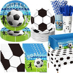 Ceenna 452 Pcs Soccer Party Supplies for 50 Guests, Soccer Paper Plates Napkins Cups Tablecloth Cutlery Straw Disposable Tableware for Men Birthday Sports Theme Day Party Decorations by Ceenna
