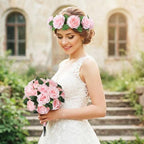 Suncalla 60 Pcs Assorted Silk Artificial Flowers, Faux Fake Full Hydrangea Peony Rose Bouquet with Leaf Stem for Wedding Centerpiece Bridal DIY Craft Baby Shower Party Decor(Pink) - Image 5