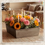 Dandat 2 Set 12 Inch Wooden Flower Box Rustic Table Centerpieces,Brown - Image 4