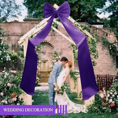 Giant Bow Decoration, Big Bows for Backdrop 75x18 Inch,Bow Themed Room Decor,Large Satin Decorative Bows for Wedding Engagement Bachelorette Baby Shower Bridal Christmas (Purple, 75x18 Inch) - Image 3
