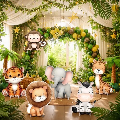 6 Pcs Large Safari Animals Cardboard Cutouts Wildlife Jungle Party Decoration for Birthday Supplies Zoo Animal Baby Shower Birthday Decoration Forest Camp Themed Decor Photo Booth Props - Image 3