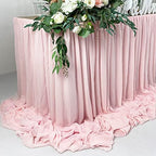 Pooling and Floating Chiffon Table Skirt with extra length, 6FT 9FT 14FT Sheer Tablecloth, Baby Shower, Birthdays Party, Main Cake Table Decoration, Wdding Table Skirt (Blush Pink, 14FT) - Image 2