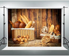 YongFoto Bakery Baking Backdrop 10x5ft Bread Basket Vintage Wood Wall Photography Background Baby Shower Birthday Party Banner Baby Baker Portrait Photoshoot Wallpaper Photo Studio Booth Props - Image 3