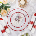 Goodluck 175 Pcs Clear Red Plastic Dinnerware Sets for Party for 25 Guests - Image 3