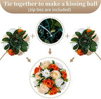 Sziqiqi Orange Fake Flowers for Centrepiece, Kissing Silk Roses Ball, 6Pcs - Image 3