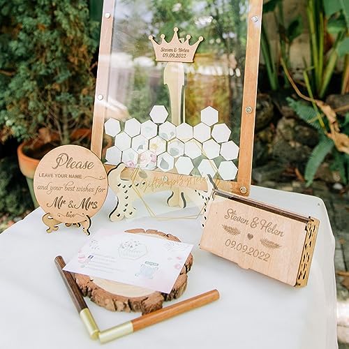 Wedding Guest Book Alternative Drop Box - Personalized Wooden Frame Crown - Image 4