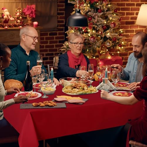 sancua 6 Pack Red Tablecloths 60x102 Inch for 6 Feet Rectangle Tables - Image 3
