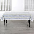 Ridhi Blue Meadow Vine Hand Block Print Cotton Tablecloth 120 x 60 Inch - Image 4