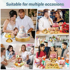 Audab Metal Gold Dessert Table Display Set Including Cake Stands, Cupcake Tower Stand, Dessert Tray, Risers Stands, Cake Cutting Set and Serving Tongs for Wedding, Birthday Party Decor - Image 7
