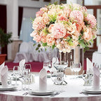 Tigeen 12 Bundles Artificial Flowers Bouquet Silk Peonies, Light Pink - Image 5