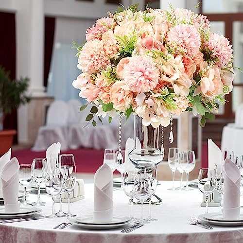 Tigeen 12 Bundles Artificial Flowers Bouquet Silk Peonies, Light Pink - Image 5