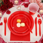MirthMood 350PCS Red Disposable Plastic Plates,Red Dinnerware Set - Image 6