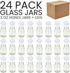 RetroPak Mini Mason Jars with Lids, 24 Pack, 3 oz Glass Honey Jars, White - Image 3